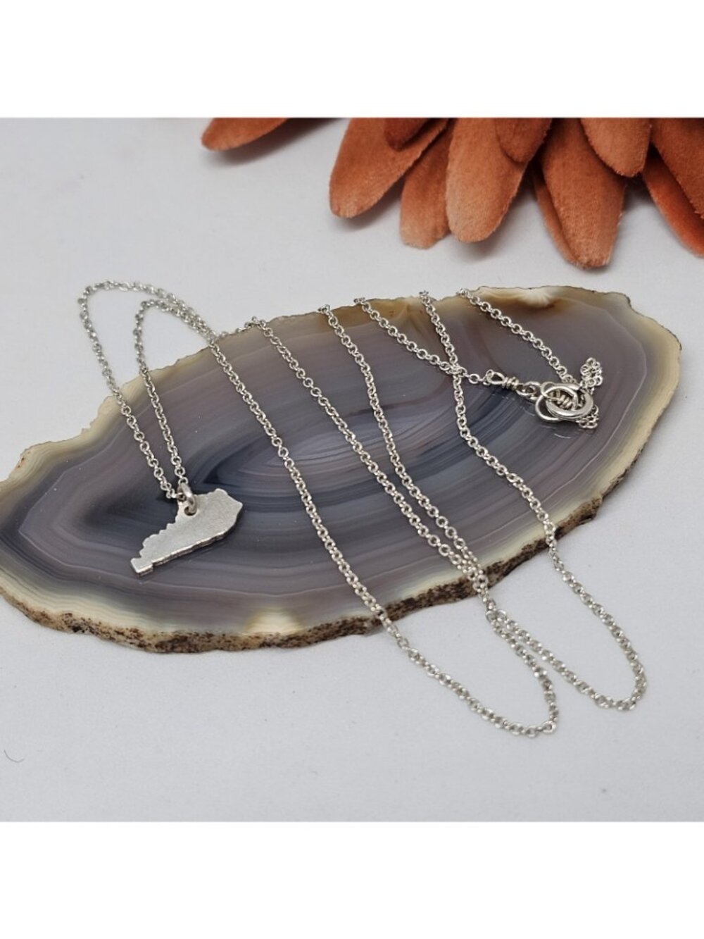 Kentucky State Charm Necklace 925 Sterling Silver KY Home State Dainty Jewelry